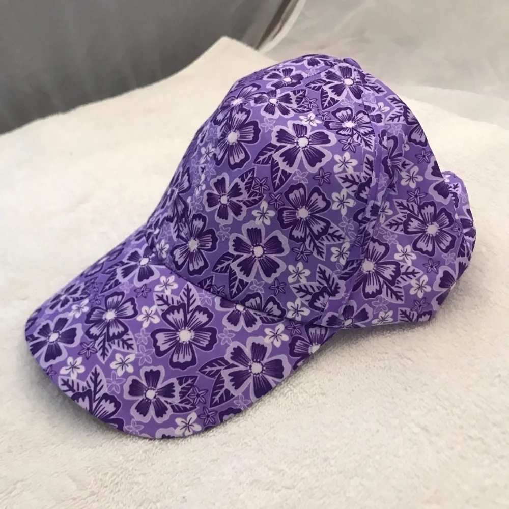 Girl's Adjustable Purple Floral Designer Hat
